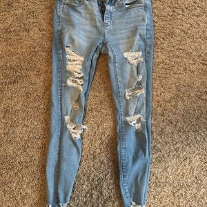 American Eagle Outfitters Blue Skinny Jeans Distressed